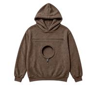 Women's Pet Carrier Hoodie Dog Pouch Round Zipper Peep Hole Jumper | Women's Pet Carrier Hoodie Front Animal Cuddle Pocket Warm Sweatshirt Long Sleeve Casual Snuggle Top Coffee M