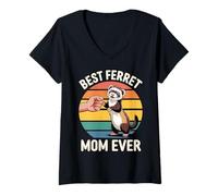 Women's Pet Ferret Mom Ferret Parent Owner Ferrets V-Neck T-Shirt