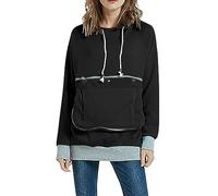 Womens Pet Pouch Hoodies with Big Pockets Long Sleeve Dog Cat Holder Carrier Pullover Cat Puppy Holder Big Pouch Top for Small Animals Women's Fashion for Mum Buy Again My Orders