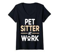 Women's Pet Sitter At Work Funny Animal Lover Saying V-Neck T-Shirt
