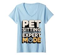 Women's Pet Sitting Expert Mode Funny Pet Sitter V-Neck T-Shirt