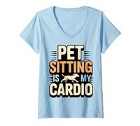 Women's Pet Sitting is My Cardio Funny Pet Sitter V-Neck T-Shirt