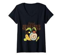 Women's Petal Adventures Snail Ladybug Nature Cute Cartoon V-Neck T-Shirt