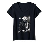 Women's Pete Shelley Buzzcocks Live Paris by Phil Nicholls V-Neck T-Shirt
