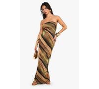 Womens Petite Abstract Bandeau Mesh Maxi Dress - Green - 14, Green