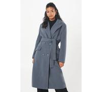 Womens Petite Belted Midi Coat Dark Grey L