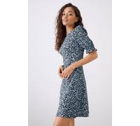 Womens Petite Blue Floral Jersey Mini Dress Blue 16