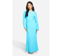 Womens Petite Bow Detail Open Back Maxi Dress - Blue - 14, Blue