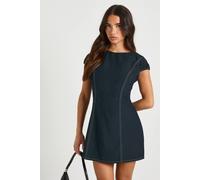 Womens Petite Cap Sleeve Mini Shift Dress - Navy - 10, Navy