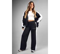 Womens Petite Contrast Straight Leg Jogger - Black - S, Black