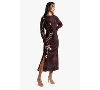 Womens Petite Crew Neck Sequin Maxi Dress - Purple - 10, Purple