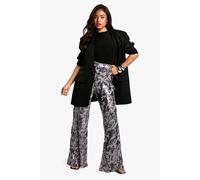 Womens Petite Damask Sequin Flare - Metallics - 8, Metallics