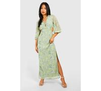 Womens Petite Floral Dobby Cut Out Maxi Dress - Multi - 14, Multi