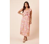 Petite Floral Frill Neckline Tie Back Midi Dress Dorothy Perkins Floral 12
