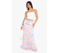 Womens Petite Floral Print Chiffon Maxi Skirt - Multi - 12, Multi