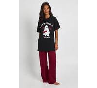 Womens Petite Halloween 'Let'S Ghoul' Graphic Oversized T-Shirt & Trousers Pyjama Set - Red - 10, Red