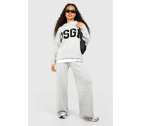 Womens Petite Knitted Wide Leg Trouser - Grey - L, Grey