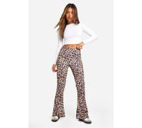 Womens Petite Leopard High Waist Basic Fit & Flare Trouser Leopard 8