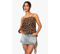 Womens Petite Leopard Print Backless Tie Cami - Multi - 8, Multi