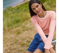 Womens Petite Long Sleeve Micro Rib Top lands end Coral 16-18