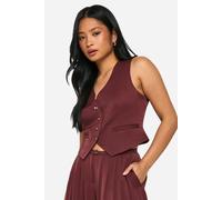 Womens Petite Mock Horn Button Fitted Waistcoat - Brown - 8, Brown