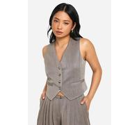 Womens Petite Mock Horn Button Fitted Waistcoat - Grey - 12, Grey