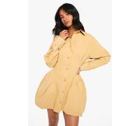 Womens Petite Poplin Volume Hem Shirt Dress - Green - 12, Green