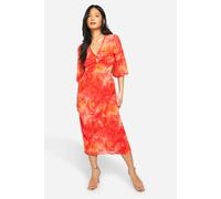 Womens Petite Printed Chiffon Midaxi Dress - Red - 8, Red