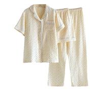 Womens Petite Pyjamas Set,Women 2 Piece Floral Pajama Set Button Down Long Sleeve Wide Leg Fruit Set Cute Loungewear Sleepwear S-Xl