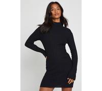 Womens Petite Roll Neck Jumper Dress - Black - 14, Black