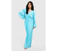 Womens Petite Satin Plisse Plunge Batwing Maxi Dress - Green - 8, Green