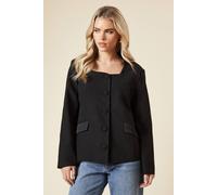 Womens Petite Satin Sweetheart Neckline Jacket Black 10