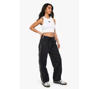 Womens Petite Side Stripe Nylon Trackpant - Black - 12, Black