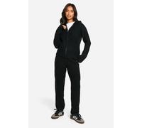 Womens Petite Soft Fine Guage Zip Through Hoodie Knitted Tracksuit - Black - L, Black