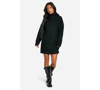 Womens Petite Soft Rib Roll Neck Jumper Dress - Black - M, Black