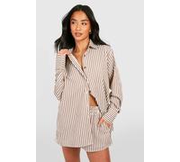 Womens Petite Stripe Beach Short - Brown - 16, Brown