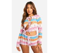 Womens Petite Stripe Cut Out Knit Top - Multi - M, Multi