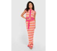 Womens Petite Stripe Knit Maxi Skirt - Multi - L, Multi