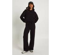 Womens Petite Super Soft Crew Neck Knitted Chunky Cardigan And Wide Leg Trouser Co-Ord - Black - Xs, Black