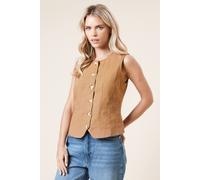 Womens Petite Tailored Horn Button Jacket Camel 14