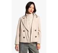 Womens Petite Wool Look Double Breasted Blazer - Beige - 14, Beige