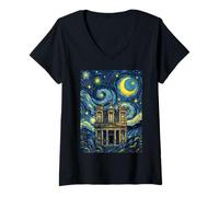 Women's Petra Jordan Starry Night Art History Present V-Neck T-Shirt