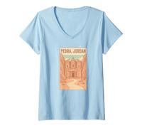 Womens Petra Jordanian Souvenir Women Men Seven Wonders of The Worl V-Neck T-Shirt