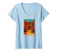 Womens Petra Jordanian Souvenir Women Men Seven Wonders of The Worl V-Neck T-Shirt