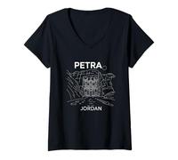 Womens Petra Jordanian Souvenir Women Men Seven Wonders of The Worl V-Neck T-Shirt