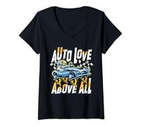 Womens Petrolhead Car Tuning Drifting Auto Love Above All V-Neck T-Shirt