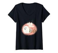 Women's Pets At Risk for A Kiss Adorable Design V-Neck T-Shirt