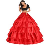 Women's Petticoat Crinoline Wedding Petticoat 4 Ring 5 Flouncing Layers Underskirt Full Slips Skirt A-Line Petticoat Shaping for Prom Dress White black Blue Red Petticoat Adjust the Hoops(Red,18)