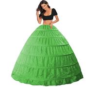 Women's Petticoat Floor Length Underskirt 6 Hoops Crinoline Wedding Petticoats Hoop Skirt Bridal Full A-line Slips 50s Swing Vintage Skirts Dress Shapewear Retro tutu Underdress Plus Size(Green,4)