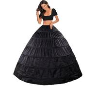 Women's Petticoat Floor Length Underskirt 6 Hoops Crinoline Wedding Petticoats Hoop Skirt Bridal Full A-line Slips 50s Swing Vintage Skirts Dress Shapewear Retro tutu Underdress Plus Size(Black,12)